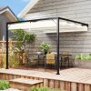 Outsunny 3 x 3(m) Outdoor Lean To Pergola Retractable Canopy Wall Mounted Gazebo Patio Shelter Sun Shade, Cream White