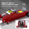 HOMCOM Hydraulic Low Profile Jack, Heavy Duty Steel Racing Car Jack Kit, Floor Jack with 2.5 Ton Capacity, 8-38cm Lifting Range, Red