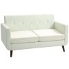 HOMCOM 2 Seater Sofa, Modern Tufted Fabric Couch, Upholstered Loveseat with Wood Legs for Small Space, Living Room, Bedroom, Office, Cream White