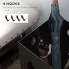 HOMCOM Steel Umbrella Stand, Square Umbrella Holder with 4 Hooks and Removable Drip Tray, Hollowed Umbrella Basket for Hallway
