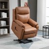 HOMCOM Power Lift Recliner Chair, Electric Lift Chair for Elderly, Overstuffed Faux Leather Riser and Reclining Armchair with Remote Control, Side Pockets, for Living Room, Brown