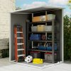 Outsunny 4 x 5FT Plastic Garden Shed with Floor, Lean to Shed, Lockable Tool Storage House with Window, Vent and Plastic Roof, Grey