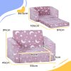 AIYAPLAY Kids Sofa Bed, 2 in 1 Kids Folding Bed Toddler Armchair with Glow in The Dark Stars Design, Washable Cushion and Cover, Convertible Kid Chair to Lounger for 1.5-3 Years Old, 1 Seater, Pink