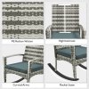 Outsunny PE Rattan Garden Rocking Chair, Outdoor Rocking with Cushion, 160 KG Capacity Wicker Garden Armchair Rocker with Metal Frame for Patio, Porch, Balcony, Light Grey