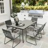Outsunny 6 Seater Garden Dining Set with Soft Cushions, Rattan Backrest, Rectangular Plastic Top, Garden Furniture Set, Outdoor Dining Table and Chairs for Patio, Balcony, Poolside, Grey