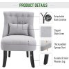 HOMCOM Fabric Single Sofa Dining Chair Tub Chair Upholstered W/ Pillow Solid Wood Leg Home Living Room Furniture Grey