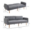 HOMCOM 3 Seater Sofa Bed, Convertible Linen Fabric Sofa Couch, Click Clack Sofabed with Adjustable Split Backrest for Living Room, Bedroom, Guest Room