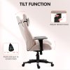 HOMCOM Gaming Chair with Lumbar Support, Headrest for Adults, Fabric Desk Computer Chair with Adjustable Height and Armrest, 360 Swivel for Home Office, Pale Pink