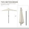 Outsunny 3(m) Half Parasol, Semi Round Umbrella with Metal Frame, Crank Handle for Balcony, Garden, Cream White