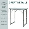 Outsunny 2FT Garden Outdoor Camping Table Portable Folding Picnic Table Aluminium Frame with Adjustable Height 60L x 45W x 64H (cm)