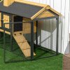 PawHut 2 Tiers Rabbit Hutch and Run, Guinea Pig Hutch Outdoor with Sliding Tray, Ramp, for 1-2 Rabbits