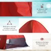 Outsunny Pop up Beach Tent, UV 30+ Portable Sun Shelter with Carry Bag, 2x1.5m for 2-3 Person, Red