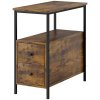HOMCOM Side Table, Narrow Bedside Table with 2 Drawers and Storage Shelf, Industrial End Table with Metal Frame for Small Spaces