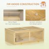 PawHut Wooden Hamster Cage, Small Animal Cage with Sliding Tray, Openable Top, Hut, Exercise Play House for Syrian Hamsters, Natural Wood Finish