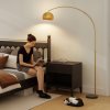 HOMCOM 180cm Arc Floor Lamp for Living Room, Modern Adjustable Standing Lamp with Foot Switch, Faux Black Marble Base and Bell Shade for Home Offices, Bedrooms, Gold Tone