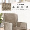 Outsunny 5 Piece Rattan Garden Furniture Set with Recliner Chairs, Wicker Patio Conversation Set with Footstools, 2-Tier Glass Top Coffee Table, Cushions for Outdoor, Balcony, Porch, Light Grey
