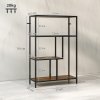 HOMCOM 4-Tier Bookshelf, Industrial Bookcase with Metal Frame, Storage Shelving Unit, Freestanding Shelves for Home Office, Study, Living Room, Bedroom, Rustic Brown
