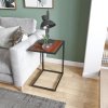 HOMCOM C-Shaped Side Table, Sofa End Table with Metal Frame, Accent Couch Table for Living room, Bedroom
