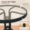 Outsunny 3 Pieces Patio Bistro Set, Garden Furniture Set with Stackable Chairs, Tempered Glass Table, Rust Resistant for Outdoor, Balcony, Patio, Garden, Charcoal Grey