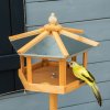 PawHut Wooden Bird Table Free Standing Feeder Garden Sheltered Feeding Station Parrot Stand Birdhouse 40x113cm