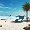Outsunny Beach Tent, Sunshade Event Shelter with Detachable Sidewall, Reinforced Corners, Stability Poles and Carry Bag, for Camping, Trips, Fishing, Picnics, 3 x 3 m, Sky Blue
