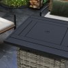 Outsunny Outdoor Rattan Gas Fire Pit Table, 50,000 BTU Square Garden Table with Fire Pit, Rain Cover, Wind Guard, Pulse-Ignition and Volcanic Rock, 72.5 x 72.5 x 67.5 cm, Grey