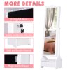 HOMCOM Jewellery Cabinet with led, mirroir Cabinet Armoire Floor Standing Flip-over Makeup Shelf Organizer with lock white