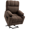 HOMCOM Power Lift Chair Recliner for Elderly, Velvet-touch Fabric Electric Riser and Recliner Chair for Living Room with Remote Control, Side Pockets, Cup Holders, Dark Brown