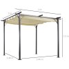 Outsunny 3 x 3(m) Metal Retractable Pergola, Garden Gazebo Metal Pergola Canopy Outdoor Sun Shade Shelter for Party BBQ, Beige
