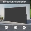 Outsunny Retractable Side Awning, Garden Privacy Screen Divider, Full Cassette Wind Breaker for Hot Tub, Balcony, Terrace, Pool, 400 x 180cm, Black