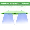 Outsunny 4.6m Garden Parasol Double-Sided Sun Umbrella Patio Market Shelter Canopy Shade Outdoor with Cross Base - Green