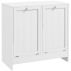 kleankin 2 Doors Laundry Cabinet, Bathroom Cabinet with 2 Tilt-Out Hampers, Modern Storage Unit for Washroom, White