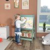 AIYAPLAY Kids Easel with Paper Roll, 3 in 1 Art Easel for Children, with Blackboard, Whiteboard, Storage Baskets, Green