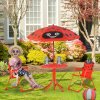 Outsunny Kids Outdoor Table and Garden Furniutre, Ladybird Pattern with Removable, Height Adjustable Umbrella, Red