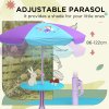Outsunny Kids Bistro Set Children Table and Chair Set Garden Furniture Fairy Themed 4 Pieces w/ Adjustable Parasol, Foldable Chairs for 2-5 Years - Blue