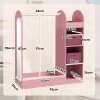 AIYAPLAY Kids Clothes Rail, Kids Dress Up Rail with Storage Shelf, Boxes, Mirror, Kids Wardrobe for Bedroom, Kids Room, Nursery, Pink