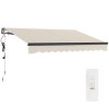 Outsunny 3 x 2.5m Electric Awning with Remote Controller, Aluminium Frame DIY Retractable Awning, UV30+ Sun Shade Canopy for Garden Patio Deck Door Window, Beige