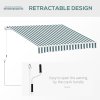 Outsunny 2.5m x 2m Garden Patio Manual Awning Canopy Sun Shade Shelter Retractable with Winding Handle Green and White