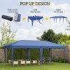 Outsunny Pop Up Gazebo 3 x 6m, Foldable Canopy Tent, Height Adjustable Wedding Awning Canopy w/ Carrying Bag, Blue
