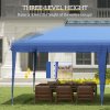 Outsunny Pop Up Gazebo 3 x 6m, Foldable Canopy Tent, Height Adjustable Wedding Awning Canopy w/ Carrying Bag, Blue