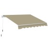 Outsunny 2.5m x 2m Retractable Awning, DIY Garden Awning Canopy, Anti-UV Sun Shade Shelter with Aluminium Frame and Crank Handle, Khaki