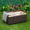 Outsunny PE Rattan Outdoor Storage Bench, Aluminium Garden Bench with Storage Underneath w/ Zipped Inner Lining, Rods for Deck, Mixed Brown