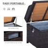 Outsunny PE Rattan Outdoor Storage Bench, Aluminium Garden Bench with Storage Underneath w/ Zipped Inner Lining, Rods for Deck, Mixed Brown