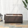 Outsunny PE Rattan Outdoor Storage Bench, Aluminium Garden Bench with Storage Underneath w/ Zipped Inner Lining, Rods for Deck, Mixed Brown