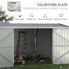 Outsunny 14 x 8ft Outdoor Garden Metal Storage Shed with Lockable Door, Tool Storage Box with Sloped Roof, 4 Windows and Floor Foundation for Backyard, Patio and Lawn - Grey