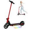 SPORTNOW Electric Scooter for Kids, Folding E Scooter for Age 6-14 with Dual Brakes, Up to 14 KM/H, Maximum Range 6 KM, 6.8kg Lightweight, Front Suspension, LED Colourful Lights, Black