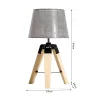 HOMCOM Wooden Tripod Table Lamp for Side, Desk or End Table with E27 Bulb Base (Grey Shade)