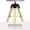 HOMCOM Wooden Tripod Table Lamp for Side, Desk or End Table with E27 Bulb Base (Grey Shade)