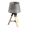 HOMCOM Wooden Tripod Table Lamp for Side, Desk or End Table with E27 Bulb Base (Grey Shade)