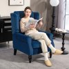 HOMCOM Retro Accent Chair, Velvet Wingback Armchair with Wood Frame Button Tufted Design for Living Room Bedroom, Blue